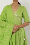 Seema Nanda Green , Lining V Neck Overlap Anarkali Set at Aza Fashions Seema Nanda_Green , Lining V Neck Overlap Anarkali Set _at_Aza_Fashions