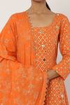 Seema Nanda_Orange Cotton Mul Printed Halter Anarkali With Dupatta  _at_Aza_Fashions