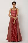 Shop Seema Nanda Red , Lining Round Beaded Strap Anarkali With Dupatta Online at Aza Fashions Shop_Seema Nanda_Red , Lining Round Beaded Strap Anarkali With Dupatta _Online_at_Aza_Fashions