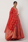 Seema Nanda_Red , Lining V Neck Overlapped Anarkali Set _Online_at_Aza_Fashions