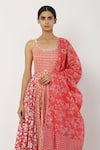 Shop_Seema Nanda_Peach , Lining Round Beaded Strap Anarkali With Dupatta _Online_at_Aza_Fashions