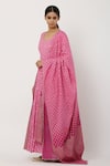 Buy_Seema Nanda_Pink , Lining U Neck Anarkali With Ombre Dupatta _Online_at_Aza_Fashions