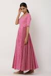Shop_Seema Nanda_Pink , Lining U Neck Anarkali With Ombre Dupatta _Online_at_Aza_Fashions