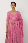 Seema Nanda_Pink , Lining U Neck Anarkali With Ombre Dupatta _at_Aza_Fashions