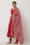 Buy_Seema Nanda_Red Chanderi Silk, , Lining V Neck Tiered Anarkali Set _Online_at_Aza_Fashions
