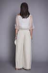 Shop_Jade By Monica & Karishma_White Crepe Silk Wide Neck Organza Top And Pant Set  _at_Aza_Fashions