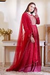 Shyam Narayan Prasad_Pink Silk Embroidered Round Anarkali Set _Online_at_Aza_Fashions