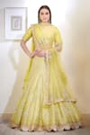 Buy_Shyam Narayan Prasad_Yellow Silk Round Embellished Lehenga Set _at_Aza_Fashions