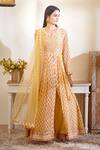 Buy_Shyam Narayan Prasad_Yellow Silk Printed Anarkali Set_at_Aza_Fashions