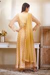 Shop_Shyam Narayan Prasad_Yellow Silk Printed Anarkali Set_at_Aza_Fashions