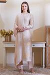 Buy_Shyam Narayan Prasad_Beige Chanderi Embroidered Kurta Set_at_Aza_Fashions