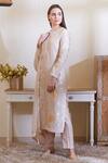 Shop_Shyam Narayan Prasad_Beige Chanderi Embroidered Kurta Set_at_Aza_Fashions