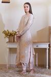 Shyam Narayan Prasad_Beige Chanderi Embroidered Kurta Set_Online_at_Aza_Fashions