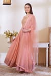 Shop_Shyam Narayan Prasad_Peach Silk Round Anarkali Set _Online_at_Aza_Fashions