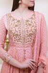 Shyam Narayan Prasad_Peach Silk Round Anarkali Set _at_Aza_Fashions