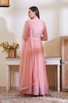 Shop_Shyam Narayan Prasad_Peach Silk Round Anarkali Set _at_Aza_Fashions