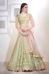 Buy_Shyam Narayan Prasad_Green Silk And Viscose Round Lehenga Set _at_Aza_Fashions