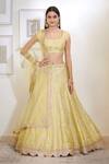 Buy_Shyam Narayan Prasad_Yellow Silk And Viscose Round Lehenga Set _at_Aza_Fashions