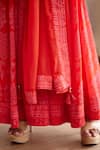 Shyam Narayan Prasad Red Chinnon, Cotton Satin Zardozi Work, Hand Block Print Anarkali Trouser Set at Aza Fashions Shyam Narayan Prasad_Red Chinnon, Cotton Satin Zardozi Work, Hand Block Print Anarkali Trouser Set _at_Aza_Fashions