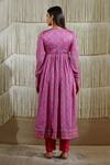 Shop_Shyam Narayan Prasad_Pink Cotton Satin, Flat Chiffon, Rayon Twill Floral Round Print Angrakha Set _at_Aza_Fashions