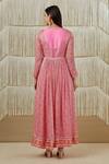 Shop_Shyam Narayan Prasad_Pink Cotton Satin, Flat Chiffon, Rayon Twill Floral, Zardozi Print Anarkali Set _at_Aza_Fashions