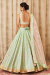 Shop_Shyam Narayan Prasad_Green Raw Silk, Net Round Embroidered Lehenga Set _at_Aza_Fashions