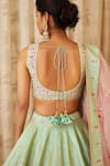 Shyam Narayan Prasad_Green Raw Silk, Net Round Embroidered Lehenga Set _at_Aza_Fashions