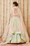 Shop_Shyam Narayan Prasad_Green Raw Silk, Net Round Embroidered Lehenga Set _at_Aza_Fashions