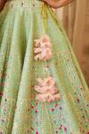 Shyam Narayan Prasad_Green Raw Silk, Net Round Embroidered Lehenga Set _at_Aza_Fashions