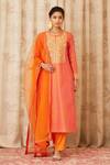 Buy_Shyam Narayan Prasad_Orange Chanderi Zardozi Embroidered Kurta Set _at_Aza_Fashions
