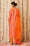 Shop_Shyam Narayan Prasad_Orange Chanderi Zardozi Embroidered Kurta Set _at_Aza_Fashions