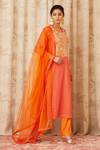 Shyam Narayan Prasad_Orange Chanderi Zardozi Embroidered Kurta Set _Online_at_Aza_Fashions