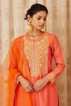 Buy_Shyam Narayan Prasad_Orange Chanderi Zardozi Embroidered Kurta Set _Online_at_Aza_Fashions