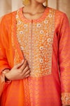 Shop_Shyam Narayan Prasad_Orange Chanderi Zardozi Embroidered Kurta Set _Online_at_Aza_Fashions