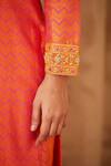 Shyam Narayan Prasad_Orange Chanderi Zardozi Embroidered Kurta Set _at_Aza_Fashions