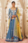 Buy_Shyam Narayan Prasad_Blue Viscose Silk Round Embroidered Kurta And Lehenga Set _at_Aza_Fashions