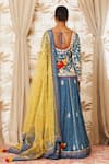 Shop_Shyam Narayan Prasad_Blue Viscose Silk Round Embroidered Kurta And Lehenga Set _at_Aza_Fashions