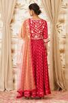 Shop_Shyam Narayan Prasad_Maroon Viscose Silk Round Embroidered Anarkali Set _at_Aza_Fashions