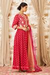 Shyam Narayan Prasad_Maroon Viscose Silk Round Embroidered Anarkali Set _Online_at_Aza_Fashions