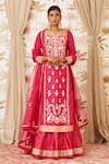 Buy_Shyam Narayan Prasad_Pink Viscose Silk Round Embroidered Kurta And Lehenga Set _at_Aza_Fashions