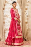 Shyam Narayan Prasad_Pink Viscose Silk Round Embroidered Kurta And Lehenga Set _Online_at_Aza_Fashions