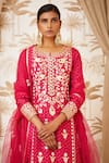 Shop_Shyam Narayan Prasad_Pink Viscose Silk Round Embroidered Kurta And Lehenga Set _Online_at_Aza_Fashions