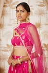 Shop_Shyam Narayan Prasad_Pink Brocade Silk Round Lehenga Set _Online_at_Aza_Fashions