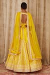 Shop_Shyam Narayan Prasad_Yellow Raw Silk, Net Round Embroidered Lehenga Set _at_Aza_Fashions
