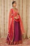 Shyam Narayan Prasad_Red Raw Silk Round Embroidered Lehenga Set _Online_at_Aza_Fashions