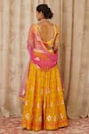 Shop_Shyam Narayan Prasad_Yellow Cotton Satin Sweetheart Neck Embroidered Blouse And Lehenga Set _at_Aza_Fashions