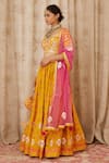 Shyam Narayan Prasad_Yellow Cotton Satin Sweetheart Neck Embroidered Blouse And Lehenga Set _Online_at_Aza_Fashions