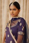 Shyam Narayan Prasad_Blue Cotton Satin Round Zardozi Embroidered Blouse And Lehenga Set _at_Aza_Fashions