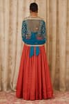 Shop_Shyam Narayan Prasad_Blue Raw Silk, Net, Cotton Satin Round Zardozi Embroidered Blouse And Lehenga Set _at_Aza_Fashions