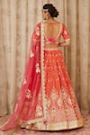 Shop_Shyam Narayan Prasad_Orange Brocade Silk Round Embroidered Blouse Bridal Lehenga Set _at_Aza_Fashions
